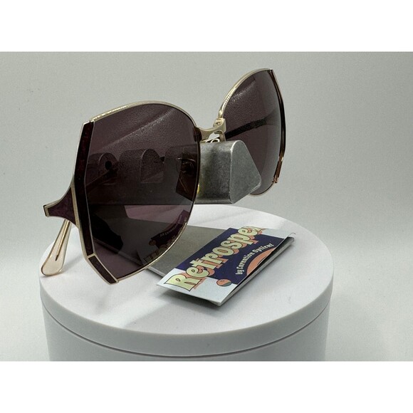 Vintage Oversize Sunglasses NOS Purple Sun Lens Burgundy/Gold Frame 1970s-1980s main image 8